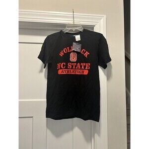 NEW NC State Wolfpack Youth Large 10/12 Black T-Shirt Cotton Block S Design